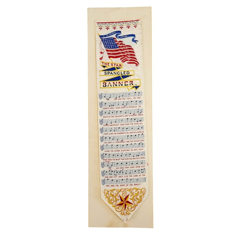 Antique Woven Silk Bookmark - Star Spangled Banner - American Silk Label Mfg Co.